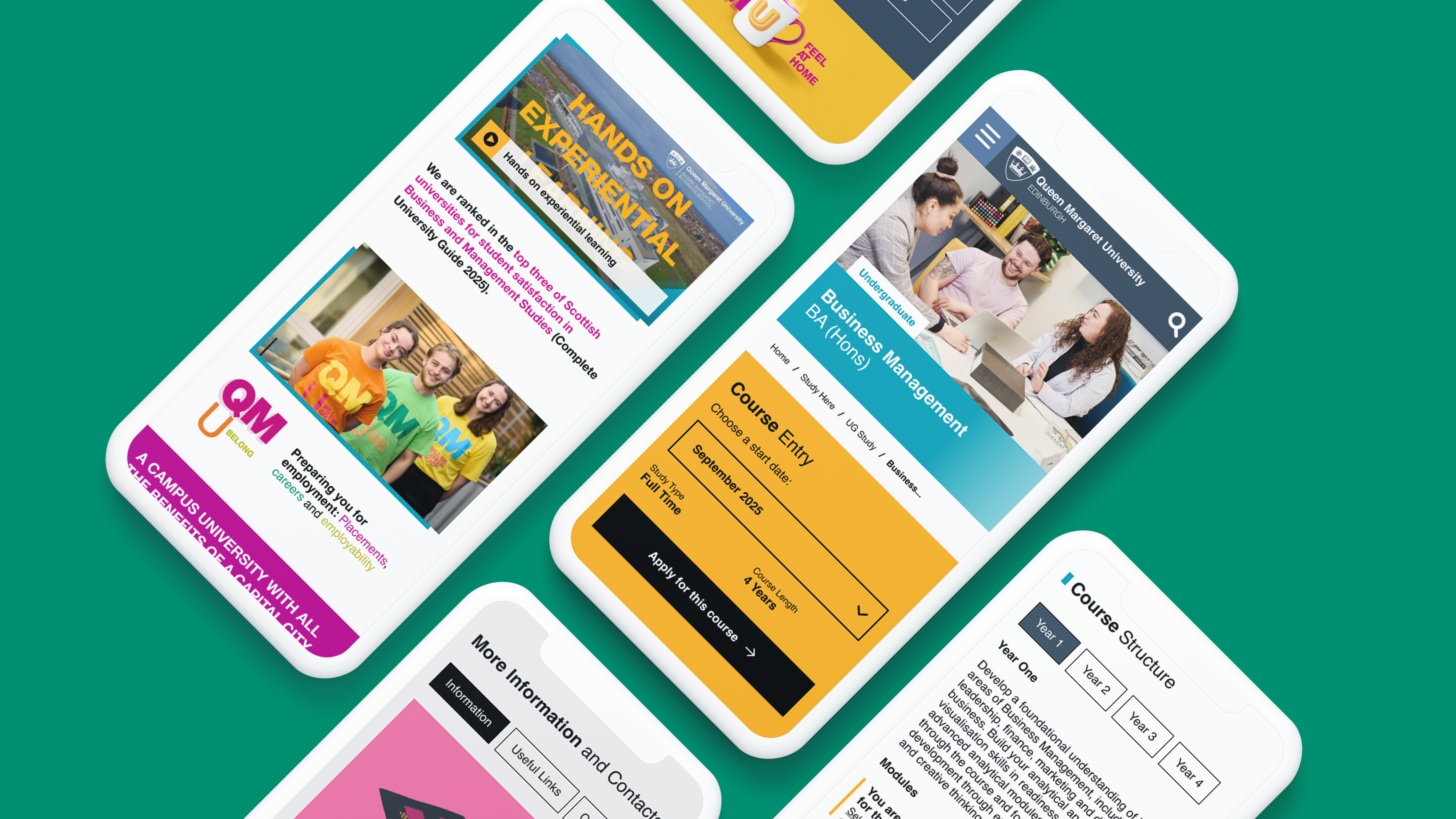 University web design on mobile phone